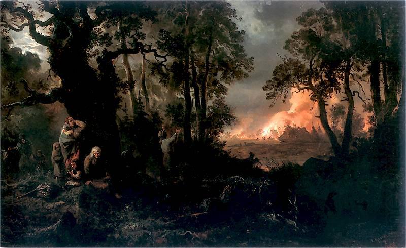 Franciszek Kostrzewski Fire of village. china oil painting image